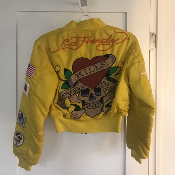Ed Hardy Vintage Reversible Cropped Bomber - Picture 1 of 4